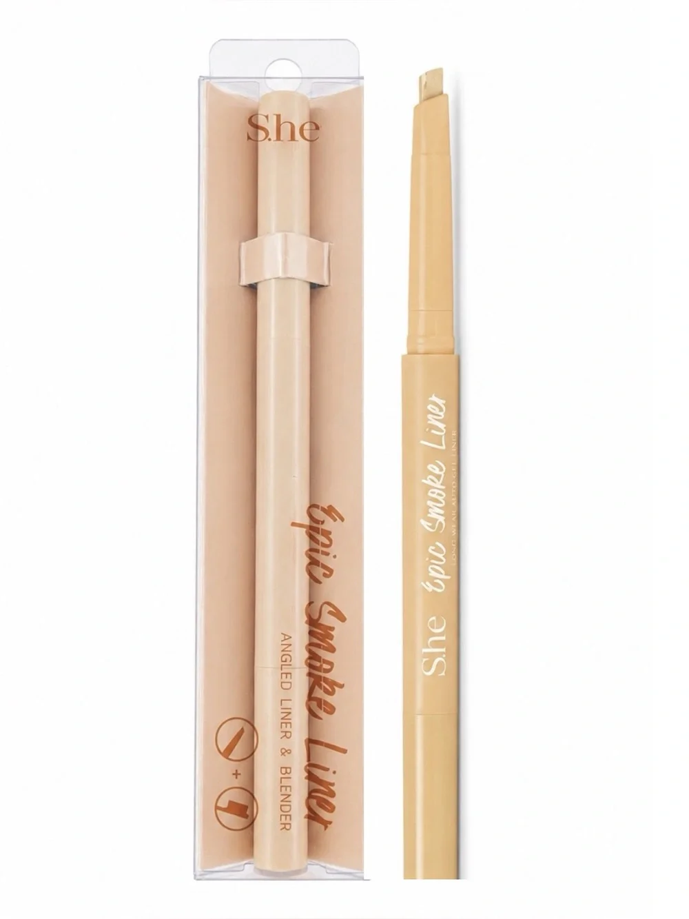 NEW S.he Makeup Epic Smoke Liner Dual-ended Angled Eyeliner & Blender Shade 03